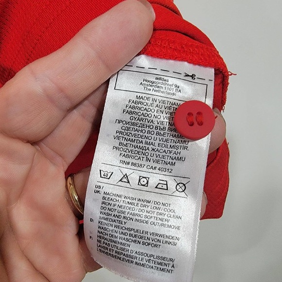 Adidas Aeroready Red Grey Lettering Short Sleeve Polo Size Medium OSU Golf - Picture 4 of 8